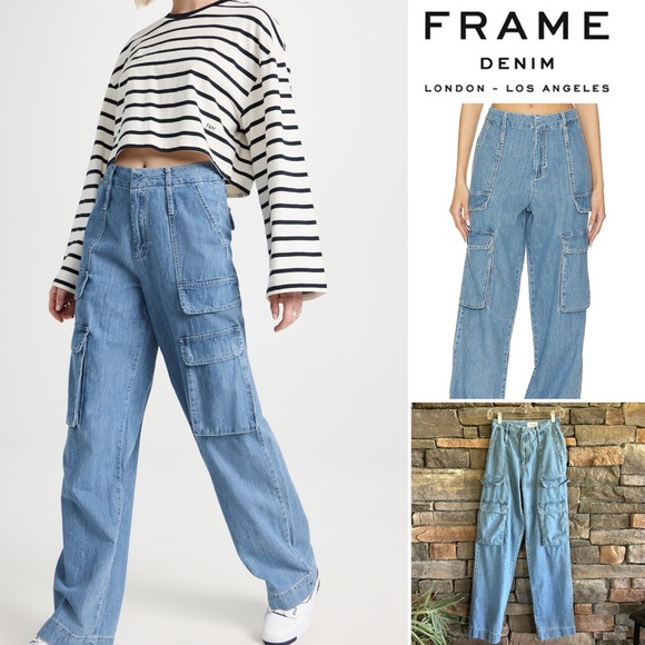 Frame Denim Denim - FRAME Relaxed Straight Cargo in Rhythm Size 23”